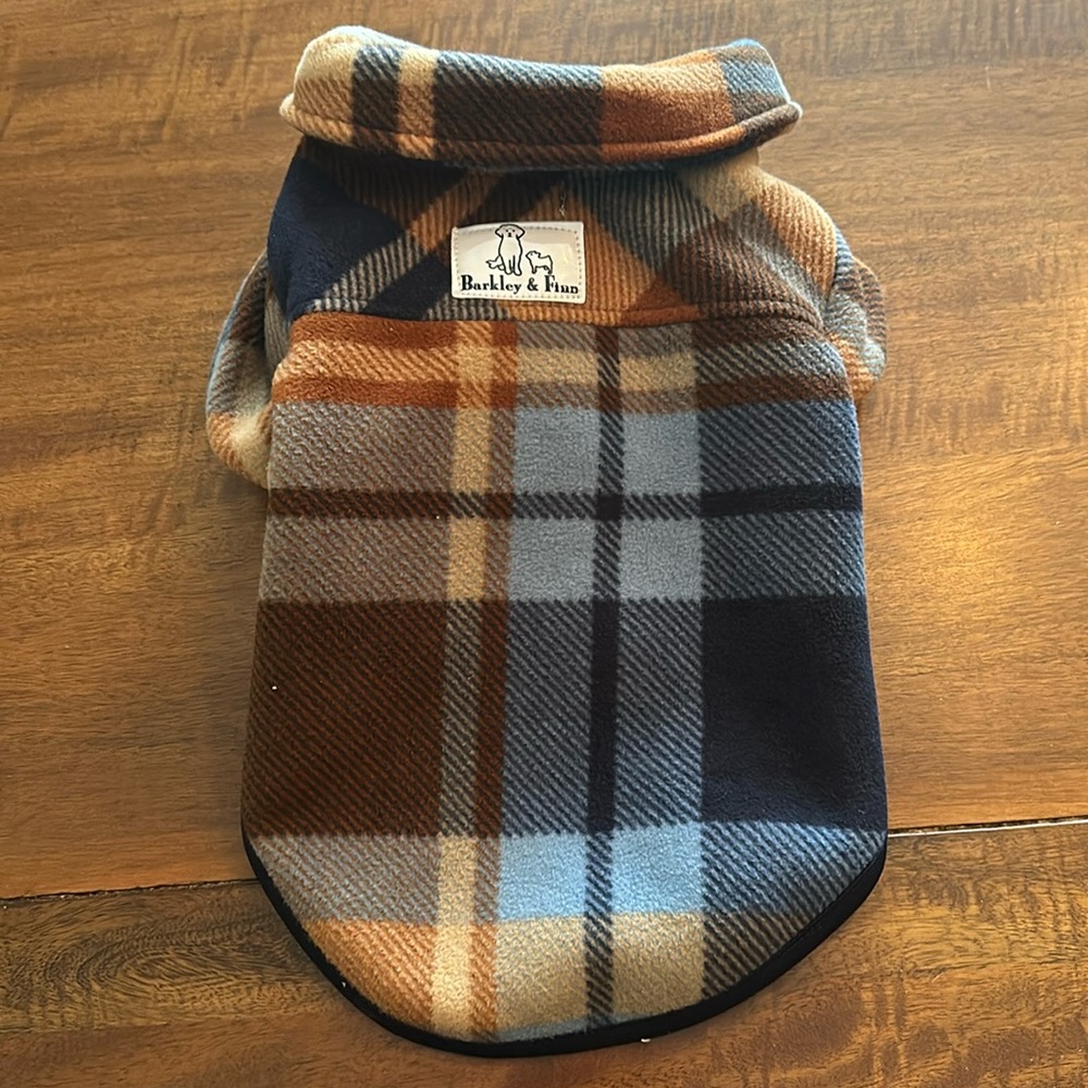 Size Small dog flannel/ Fleece coat by Barkley and Finn
